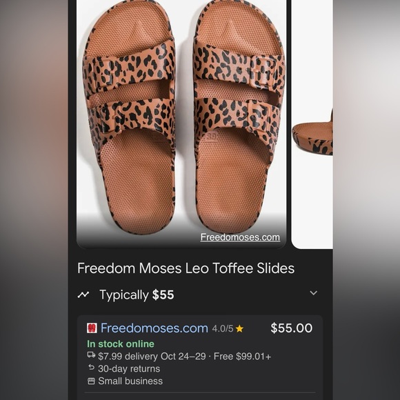 NWT Freedom Moses Leo Toffee Womens Leopard
Slip On Slide Sandals size 6-7 - Picture 9 of 9